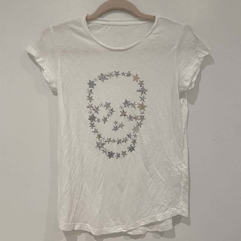 Zadig & Voltaire White Skinny Strass Starts T-shirt - Lightly worn
